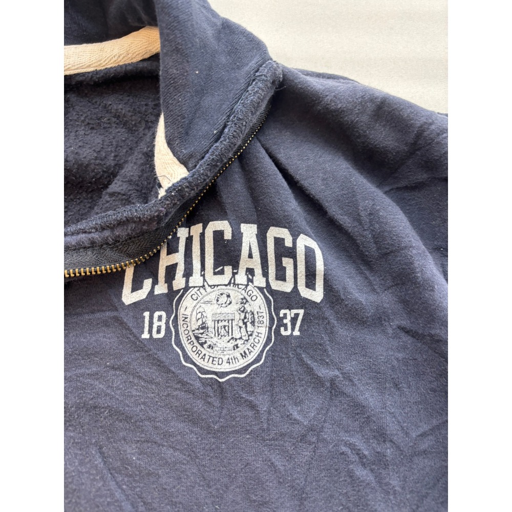 MV Sport Chicago City Seal Quarter Zip Sweatshirt Navy Blue Mens Large - Picture 2 of 4